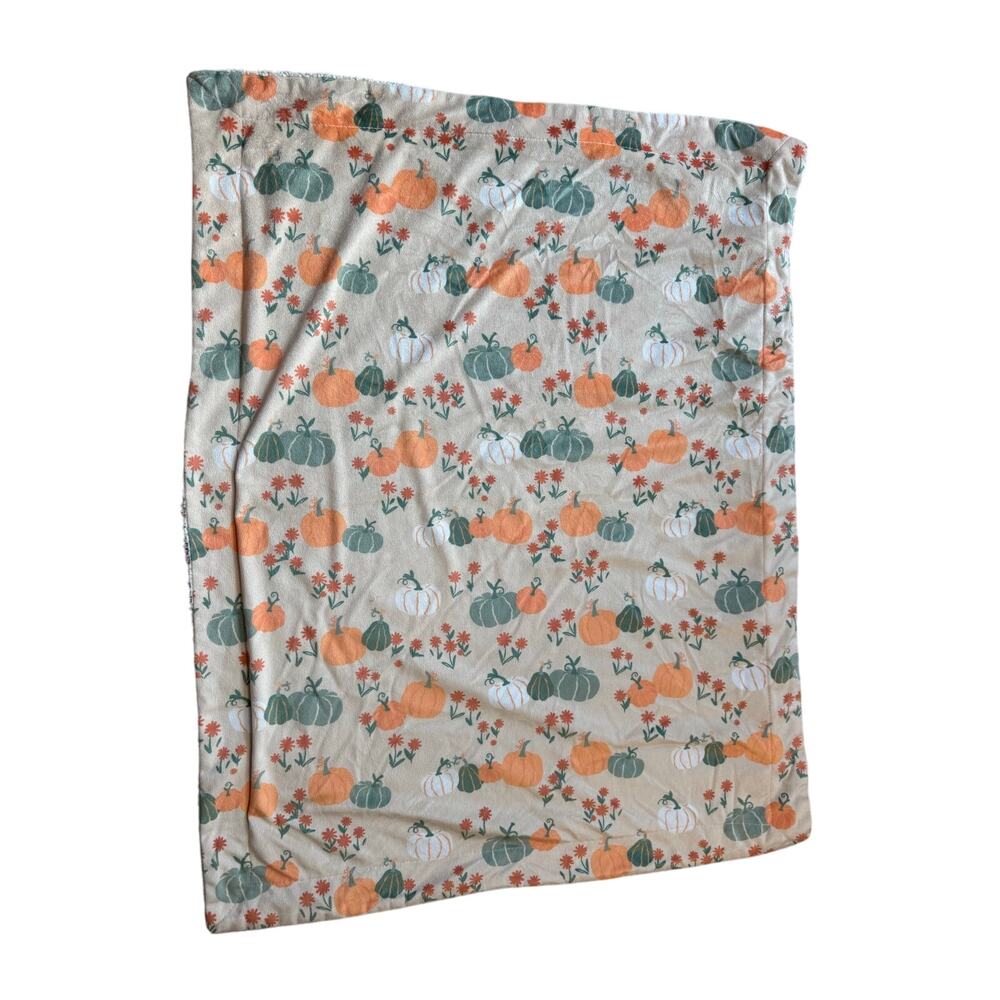 Piper Pumpkins Micromink Sherpa Backed Baby Blanket Floral Autumn Throw 30x40